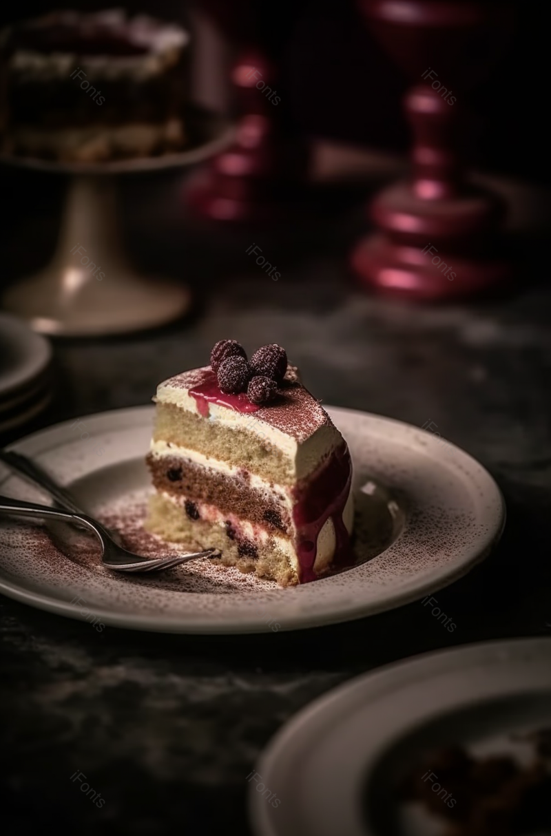 黑森林巧克力蛋糕盘子粉末,高清,摄影图,摄影图片,图片大全,摄影图免费下载